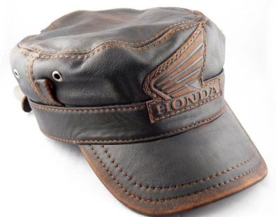 Модель №274 Кожаная байкерская кепка-немка Honda. кепки бейсболки хулиганки шляпы