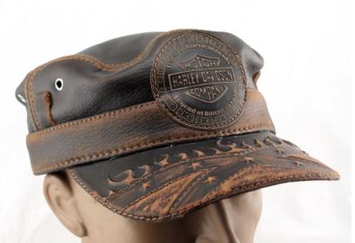 Модель №259 Шкіряна кепка-немка Harley Davidson. кепки бейсболки хулиганки шляпы