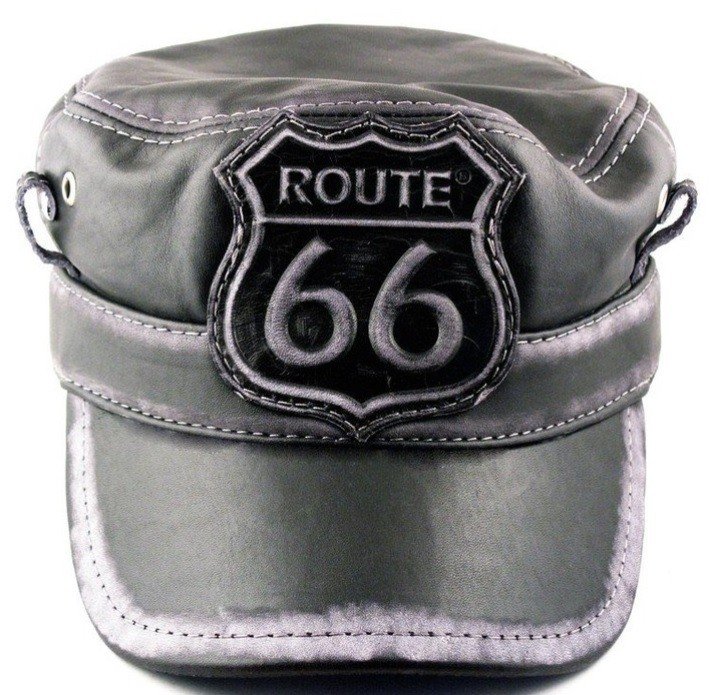 Модель №261 Шкіряна кепка-немка ROUTE 66. кепки бейсболки хулиганки шляпы