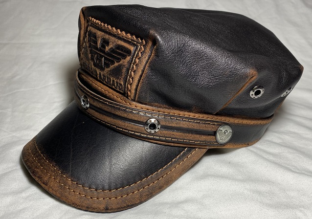 Модель №435 Шкіряна кепка немка Armani. кепки бейсболки хулиганки шляпы